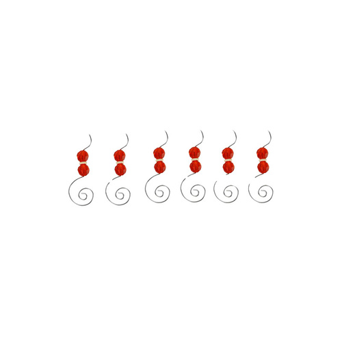 Decorative Ornament Hooks Red 6 Pk
