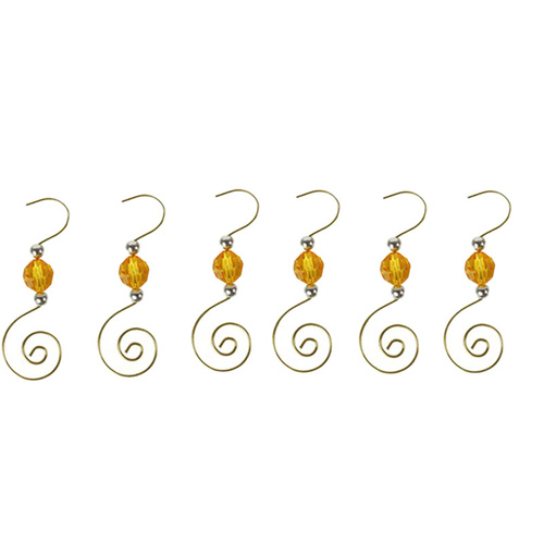 Decorative Ornament Hooks Yellow 6 Pk