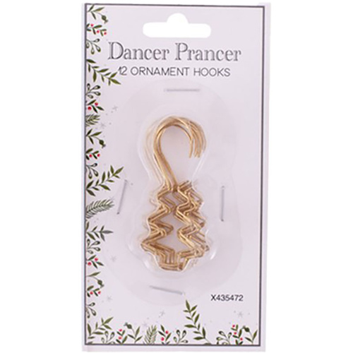 Decorative Ornament Hooks Gold Tree 12 Pk