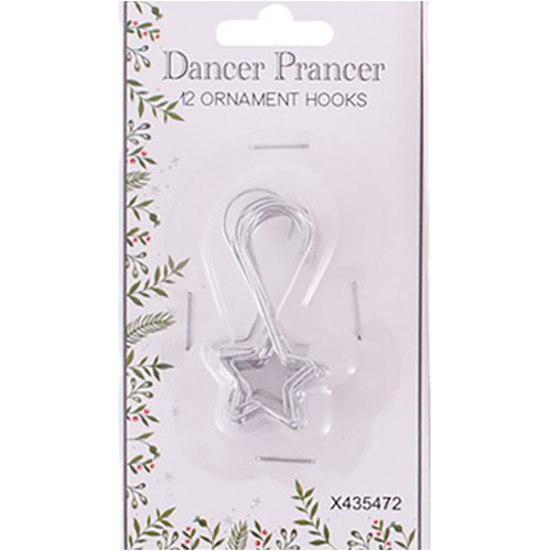 Decorative Ornament Hooks Silver  Star 12 Pk