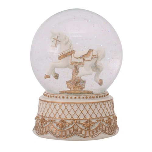 Rocking Horse Musical  Christmas Snow Globe