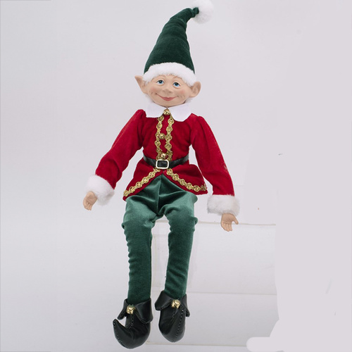 Jolly Christmas Elf in Red Jacket 43cm