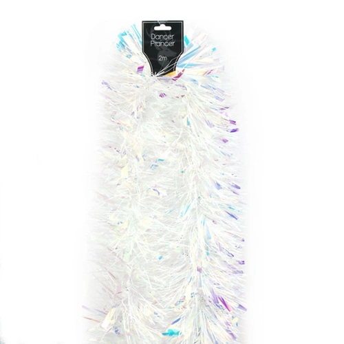 White and Clear Mixed Strand  6Ply 15cm Christmas Tinsel 2.0m