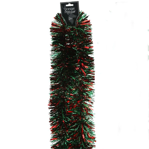 Red and Green Fine Strand Tinsel 6Ply 2m