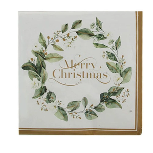 Merry Christmas Gold Berry Christmas Paper  Napkin