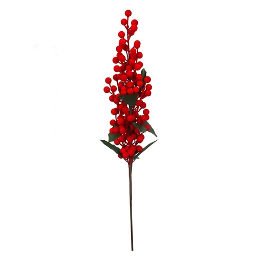 Flocked Red Berry Christmas Pick 26cm