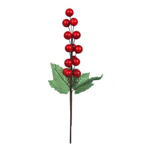 Shiny Red Berry Christmas Pick 26cm