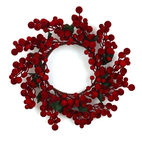 Flocked Red Berry Christmas Wreath 55 cm