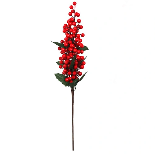 Red Berry  Christmas Stem Shiny 60cm