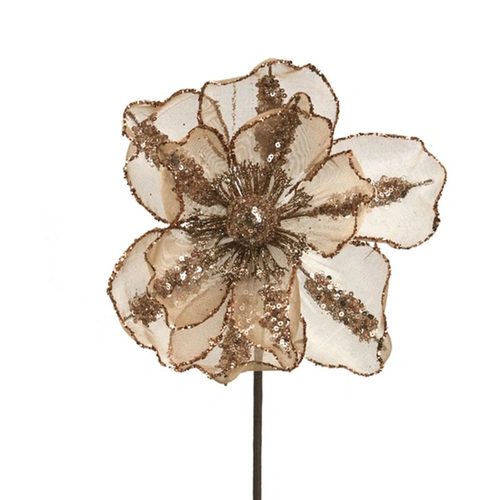Magnolia with Rose Gold Glitter Finish 23cm on Stem