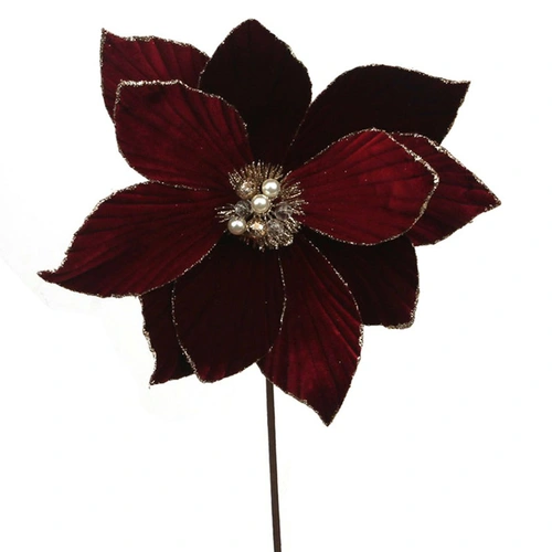 Burgundy Poinsettia with Glitter 31cm