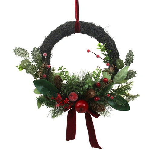 Mixed Foliage and Berry Christmas Wreath 31cm