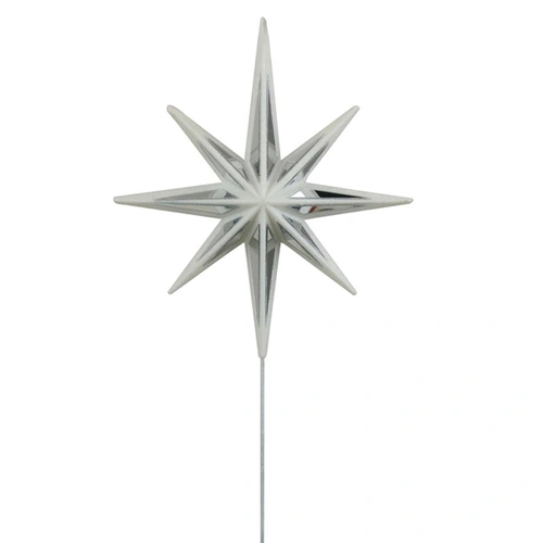 White Glitter 8 Point Celestial Mirror Christmas Tree Topper on Stick 23 x 27cm