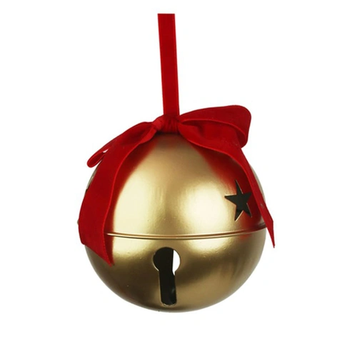 12cm Champagne Bell with Red Velvet Bow