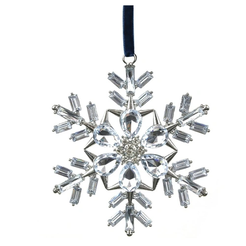 Silver Crystal Snowflake Hanging Christmas Decoration 10.5cm