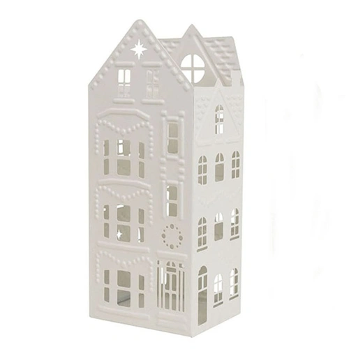 White Metal House Candle Holder Large 19 x 15 x 45.5 cm