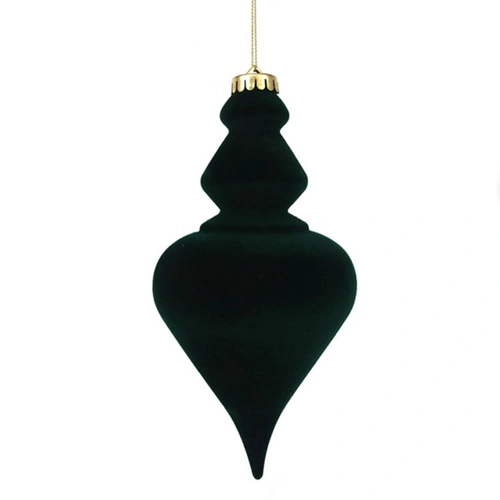 Green Flocked Hanging Christmas FInial 20 x 10 cm