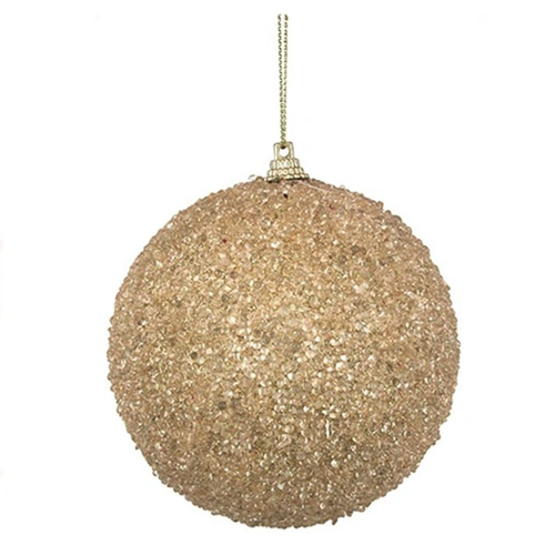 Champagne Beaded Christmas Bauble fine 10cm