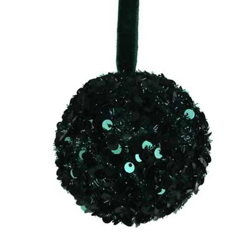 Green Sequin 8cm Christmas Hanging Bauble