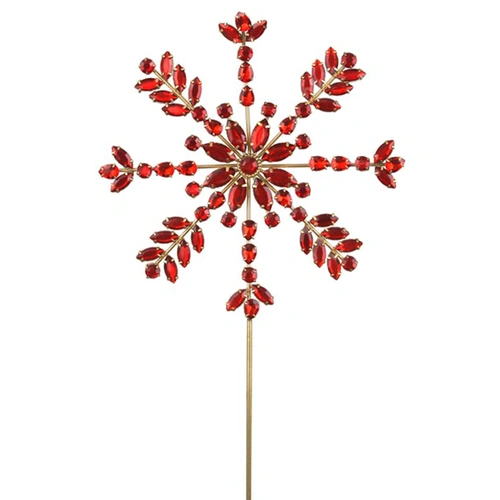 Red Jem Snowflake Christmas Tree Topper