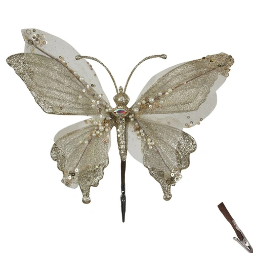 Champagne Butterfly with Clip 25 x 28 cm