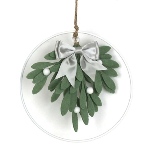 Felt Mistletoe Hanging Christmas Ornament Dark 15cm