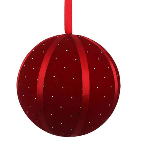 Burgundy Flocked  Hanging Christmas Bauble 15cm