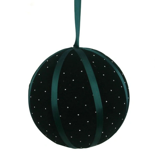 Green Flocked  Hanging Christmas Bauble 15cm