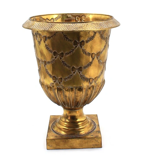 Antique Gold Metal Footed Planter with Bows 42 x 57 cm