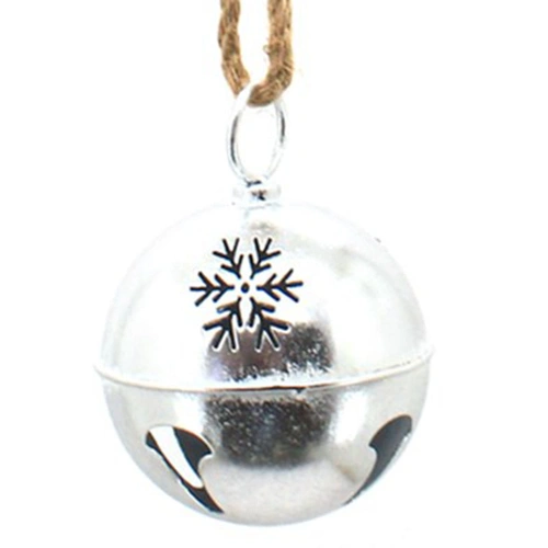 Silver Snowflake Metal  Christmas Hanging Bell 10cm