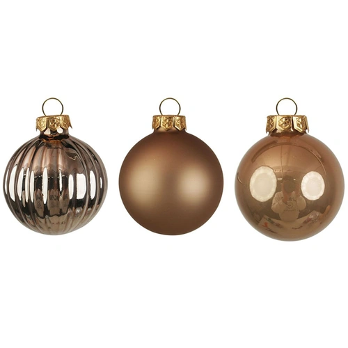 Mixed Rose Gold Glass 8cm Christmas Tree Baubles 9pk