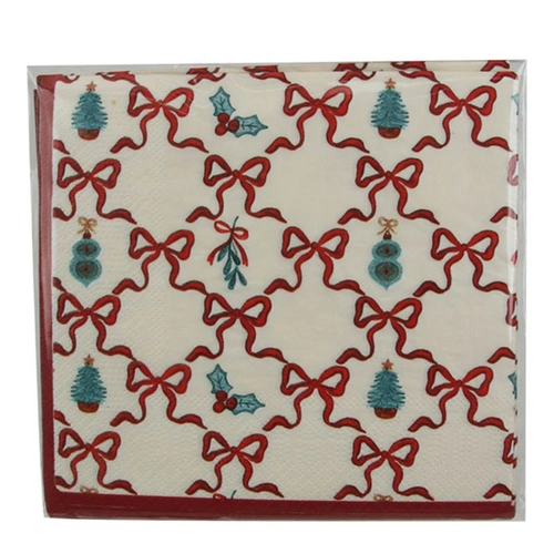 Red Bow Christmas Disposable Napkins 20pk