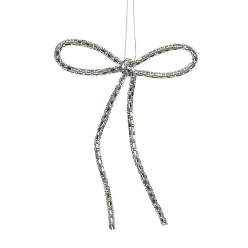Silver Jewelled  Hanging Christmas Bow 15cm