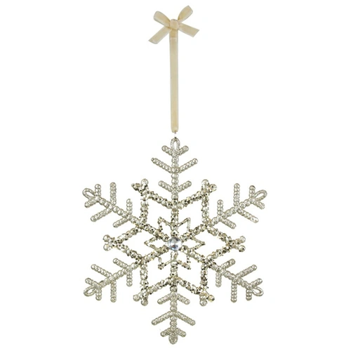 Champagne Snowflake Hanging Christmas Decoration 19.5cm