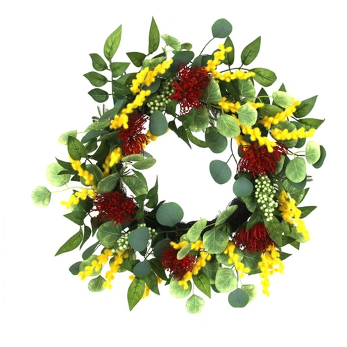 Wattle Australiana Artificial Christmas Wreath 60 cm
