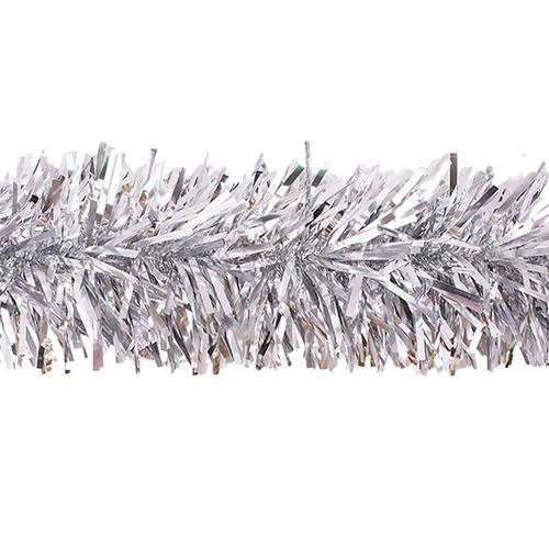 Thick Cut 20cm Shiny Silver Tinsel 2m