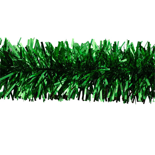 Thick Cut 20cm Shiny Green Tinsel 2m