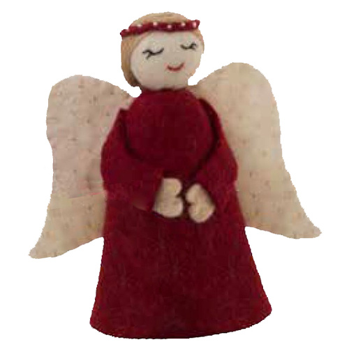 Felt  Angel Red Halo Standing Christmas Decoration 14cm
