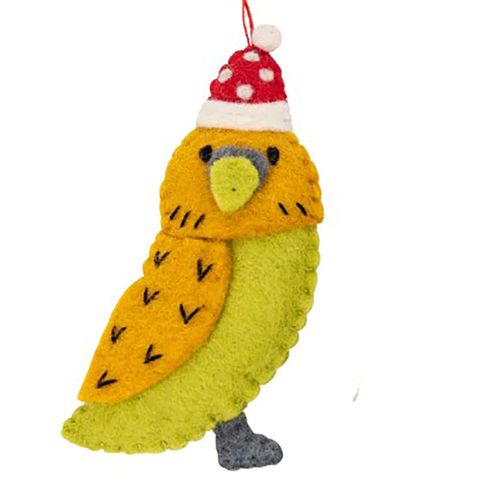 Felt Budgie Christmas Decoration12cm