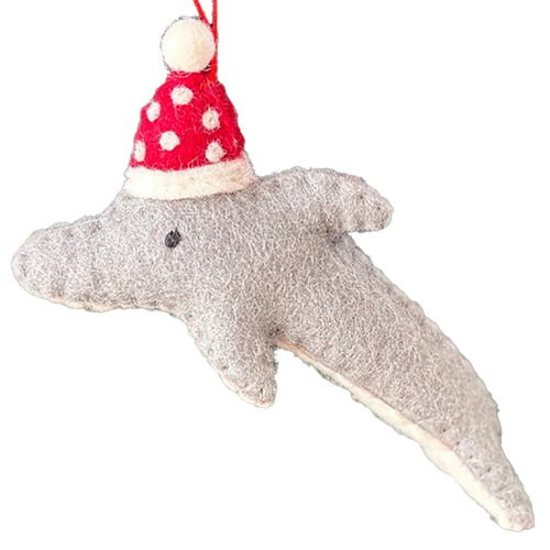Felt Christmas Dolphin  Hanging Decoration 12cm