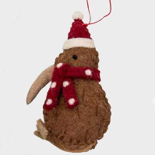 Felt Kiwi with  Red  Scarf