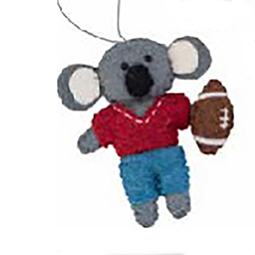 Felt Koala with Rugby Ball Christmas Decoration
