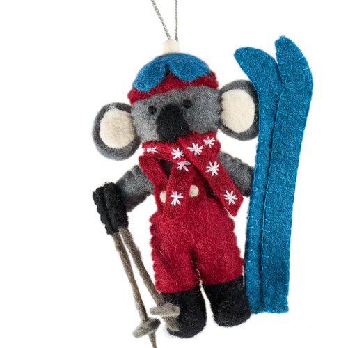Felt Koala Skiing Christmas Decoration