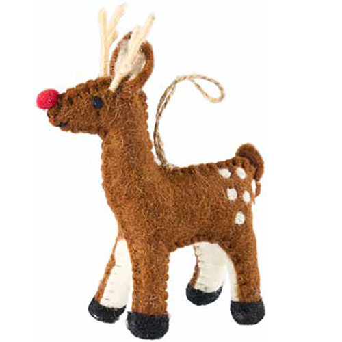 Felt Reindeer Christmas Decoration 12cm