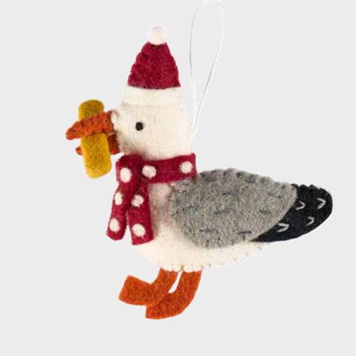 Felt  Christmas Seagull Decoration 12cm