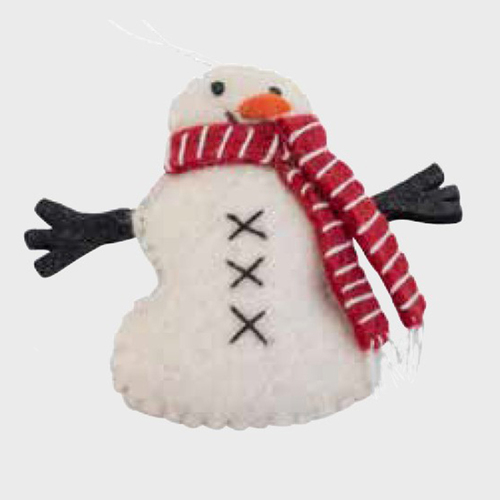 Felt Snowman Christmas Decoration. 10cm