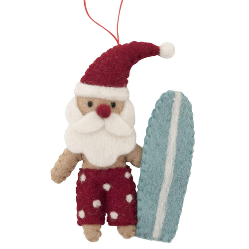 Felt Santa with Surfboard 14cm