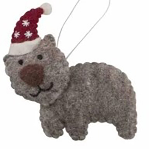 Felt Wombat Christmas Decoration 11cm