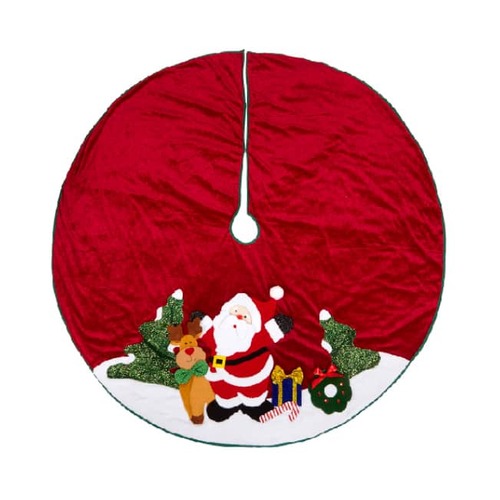 Red Velvet with Santa Motif Tree Skirt 120 cm