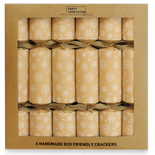 Eco Snowflake Christmas Crackers / Bon bons 6Pk